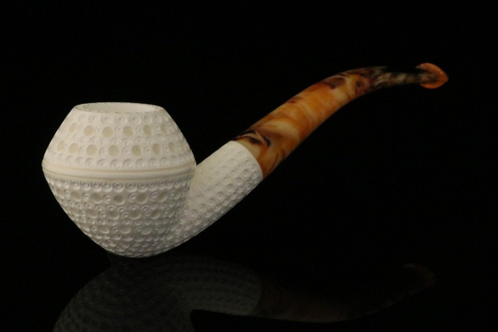 srv - Deep Lattice Rhodesian Block Meerschaum Pipe with fitted case M3615