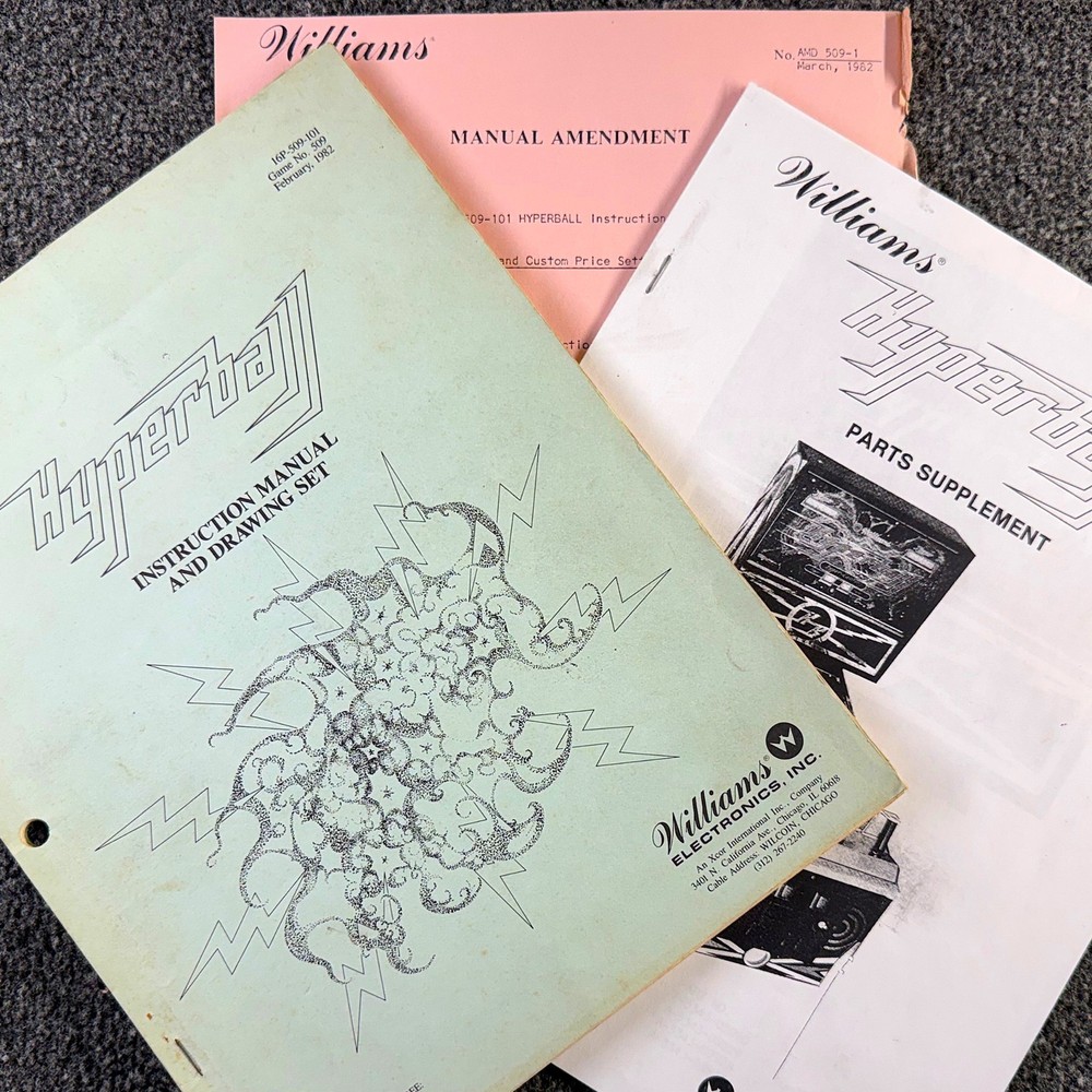 Williams Hyperball Pinball Machine Game Manual Schematics ORIGINAL