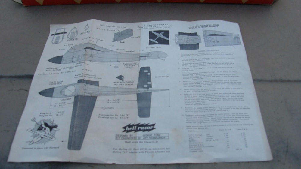 Consolidated Hell Razor Gas/Nitro Model Airplane Empty Box w/ Instruction Sheet