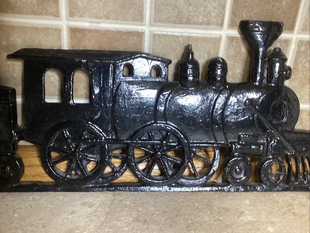 Vintage W & ARR Cast Iron Train Wall Plaque 12" Long.