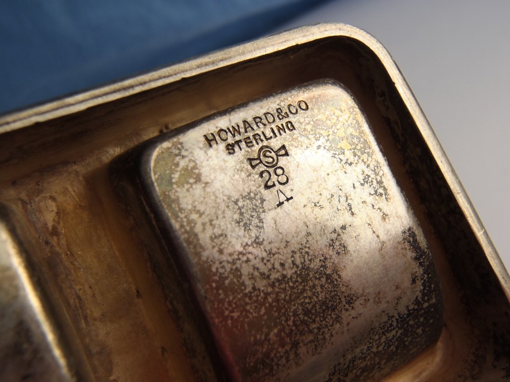 Antique 1892 Howard Co Sterling Silver 2 Compartment Stamp Box