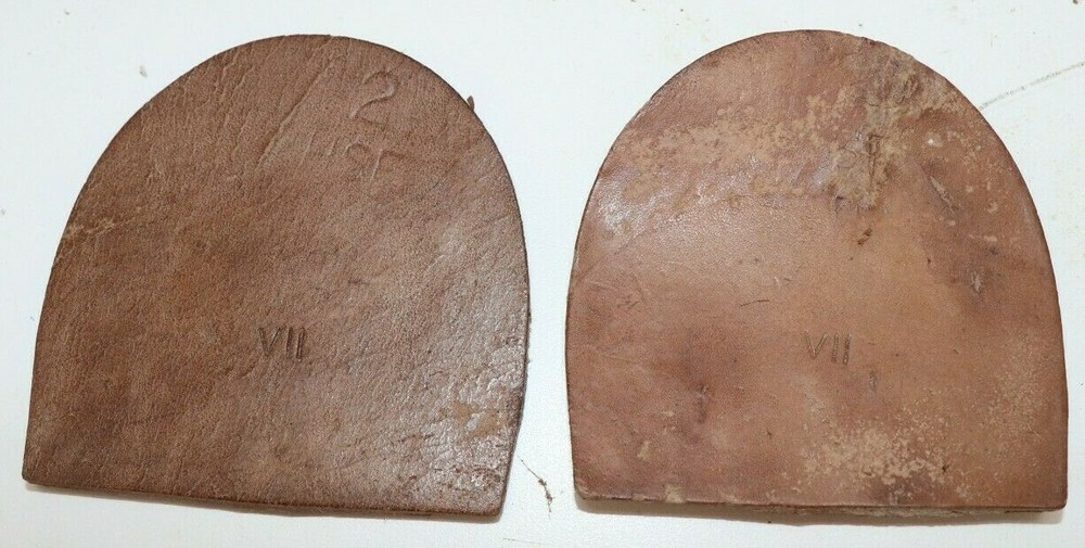 WWII British natural leather boot heel layers pair E8755
