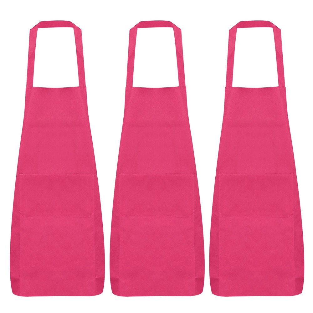 3pcs Kitchen Cooking Aprons 75x65cm Polyester Art Apron Rose Red