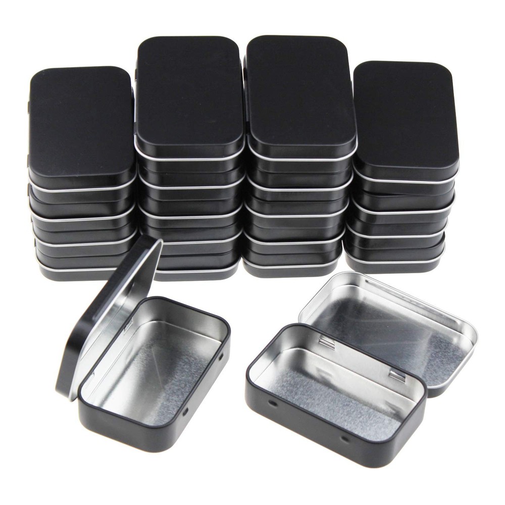 20 Pieces Rectangular Metal Empty Hinged Tins Containers Basic Necessities Ho...