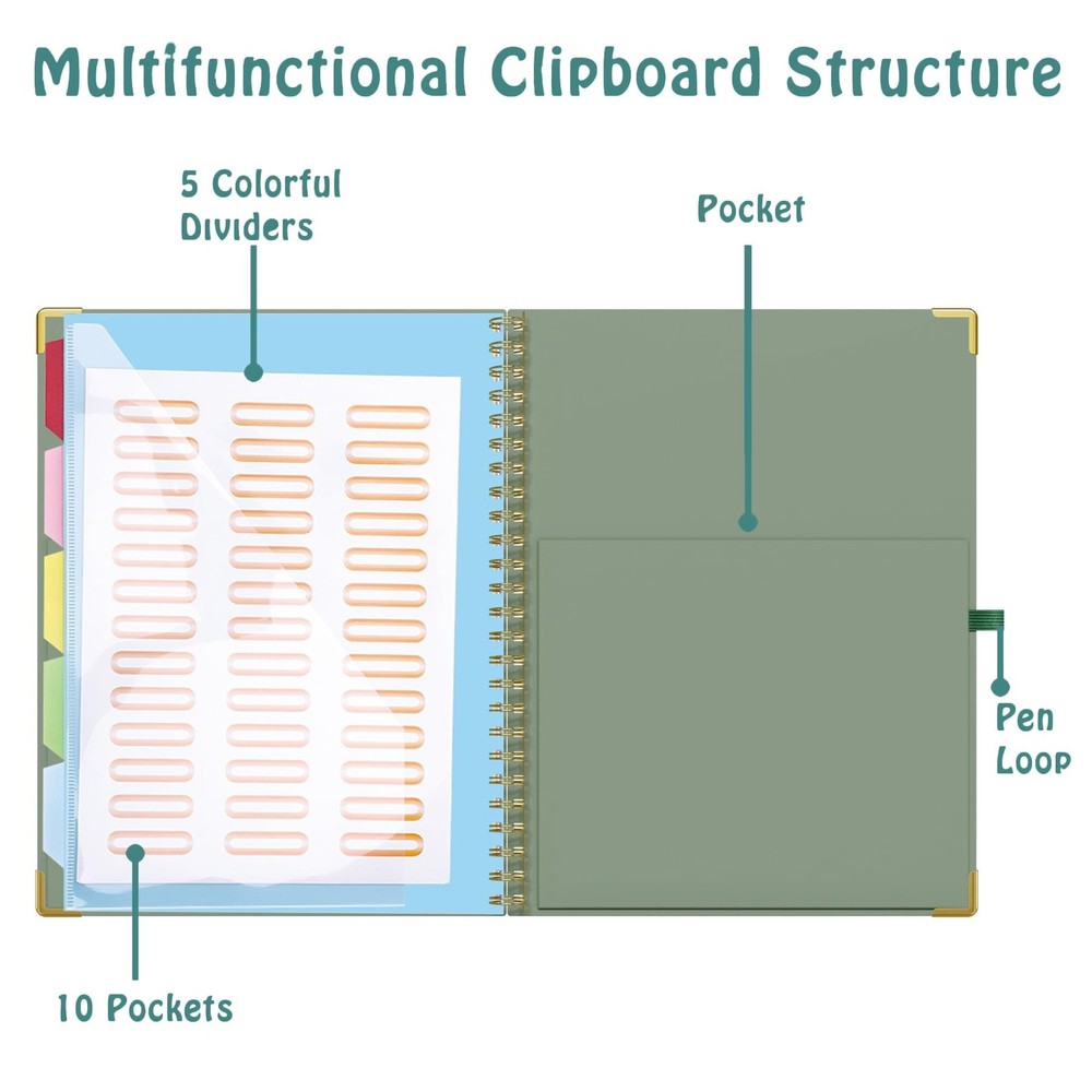 HAUTOCO Clipboard Folio with Refillable Notepad for Letter Size (11" x 8.5"),...