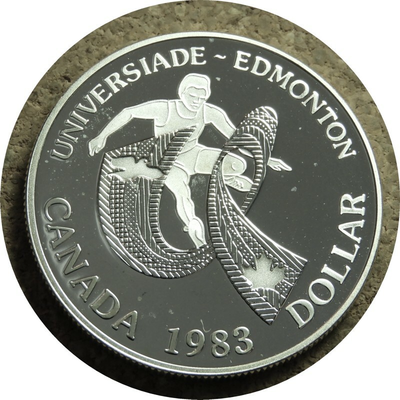 elf Canada 1 Dollar 1983 Edmonton Games Silver  Proof