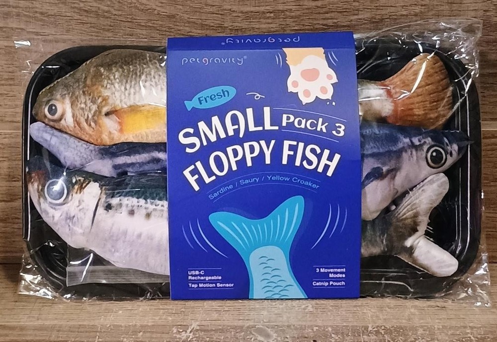 Petgravity Bite-Sized Realistic Flopping Fish Cat Toys, 3 Pack, Interactive Cat