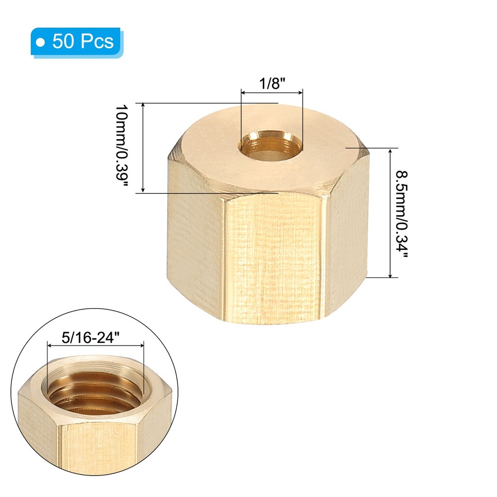 1/8" Brass Compression Nut,50Pcs Brass Compression Fitting Plumbing System