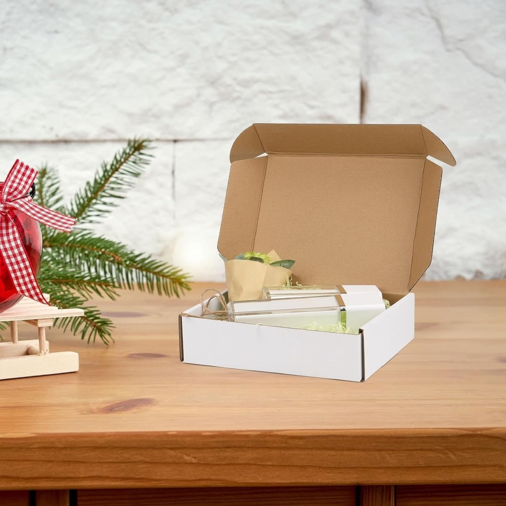 Versatile 8x6x2 Shipping Boxes - White Cardboard Gift & Mailer Packaging