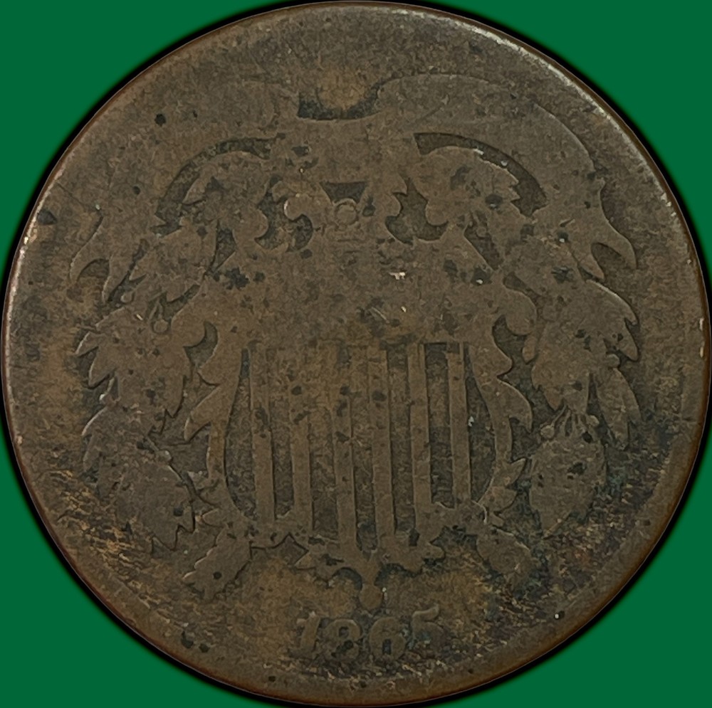 1865 Two Cent Piece Good G Coin #37862