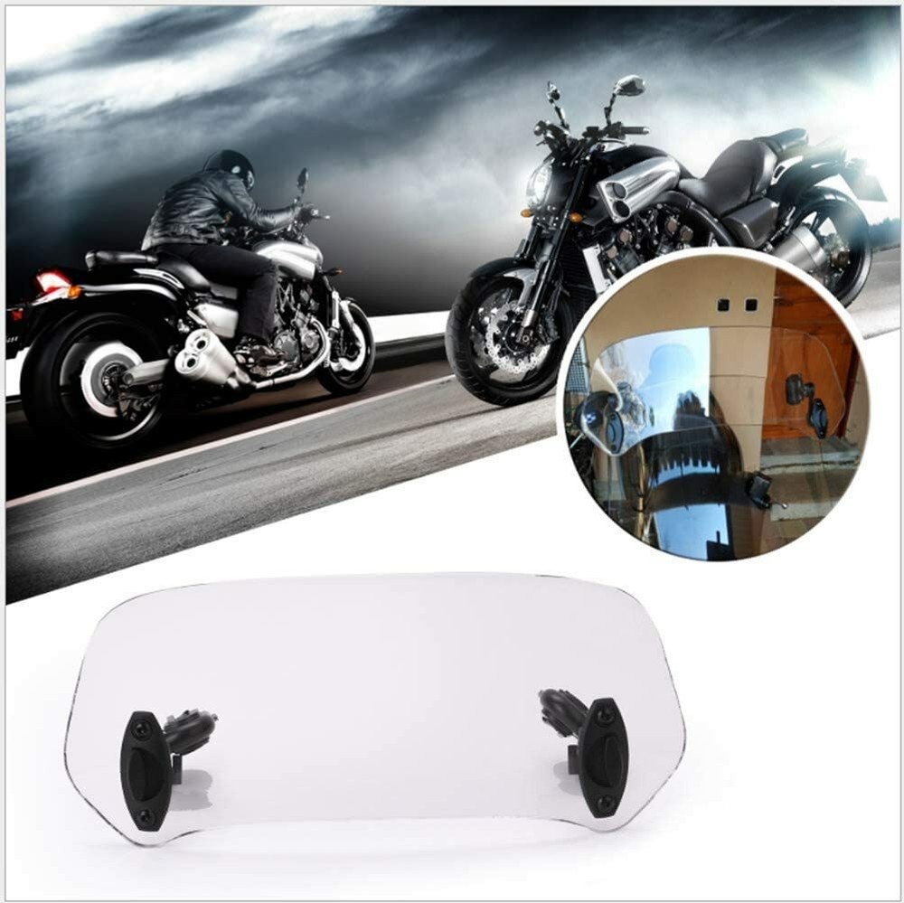 Motorcycle Adjustable Clip On Windshield Extension Spoiler Wind Deflector Clear