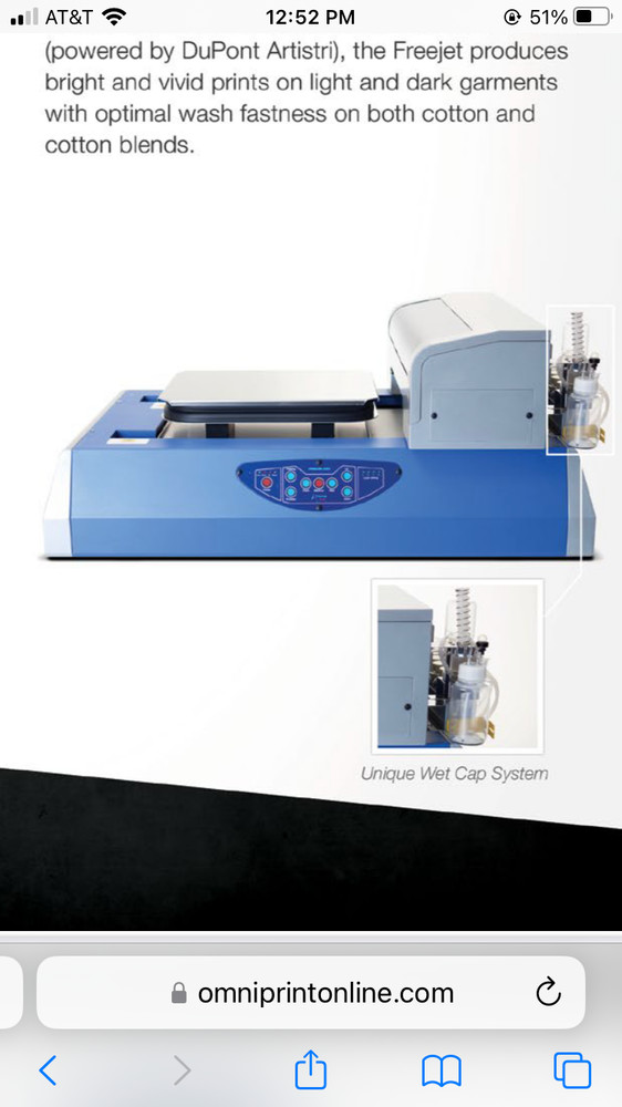DTG shirt printer OMNIPrint Freejet 330TX, rip software - cleaned from ink