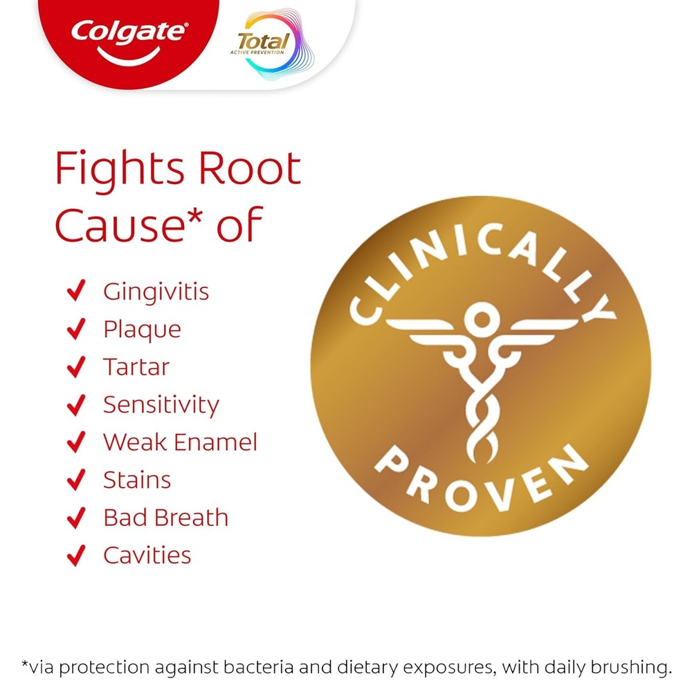 Colgate Total Active Prevention Whitening Gel Toothpaste with Fluoride, Bulk wit