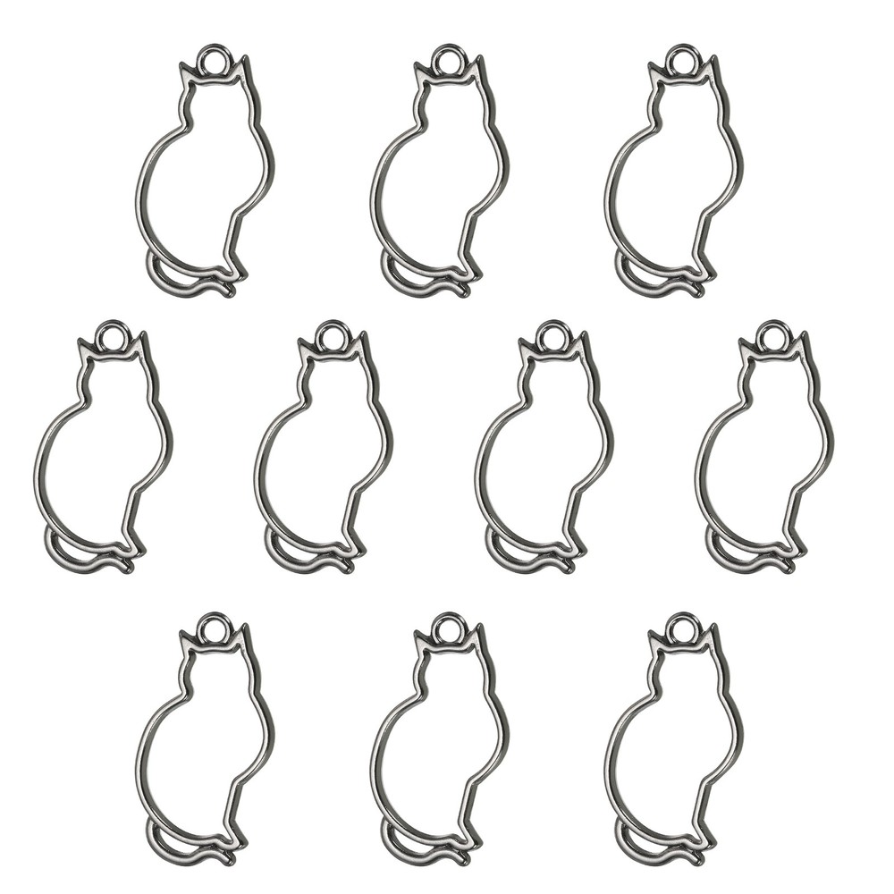 Open Alloy Rear Beast Pendants, 20pcs Cat Cable Size, Black