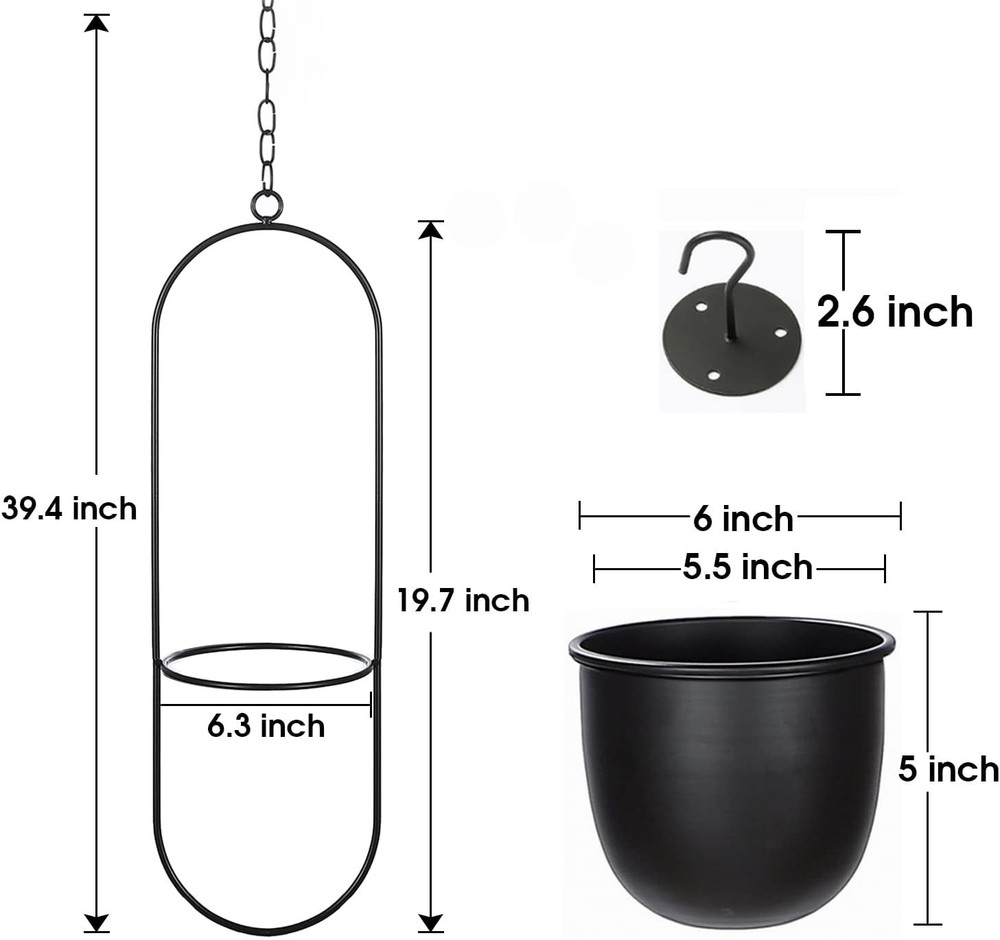 Transform Your Space with 2 Black Hanging Planters - Minimalist & Stylish