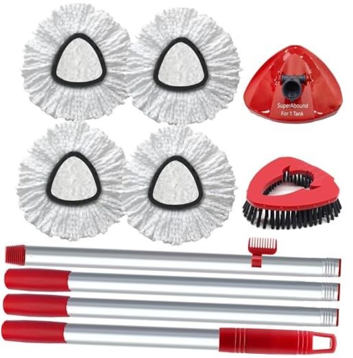 4 Pack Spin Mop Replacement Head Compatible with O Cedar EasyWring 1 Tank Gray