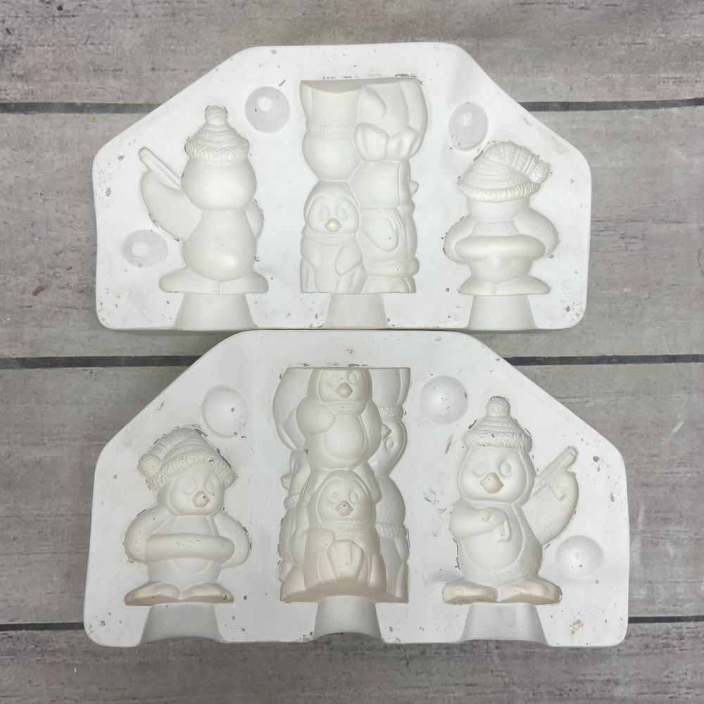 1997 Clay Magic Ceramic Casting Mold Penguins For Jars #1818