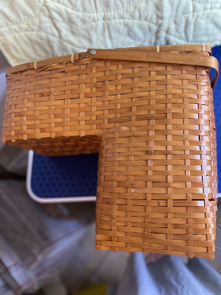 Vintage Bamboo Stair Case Step Basket