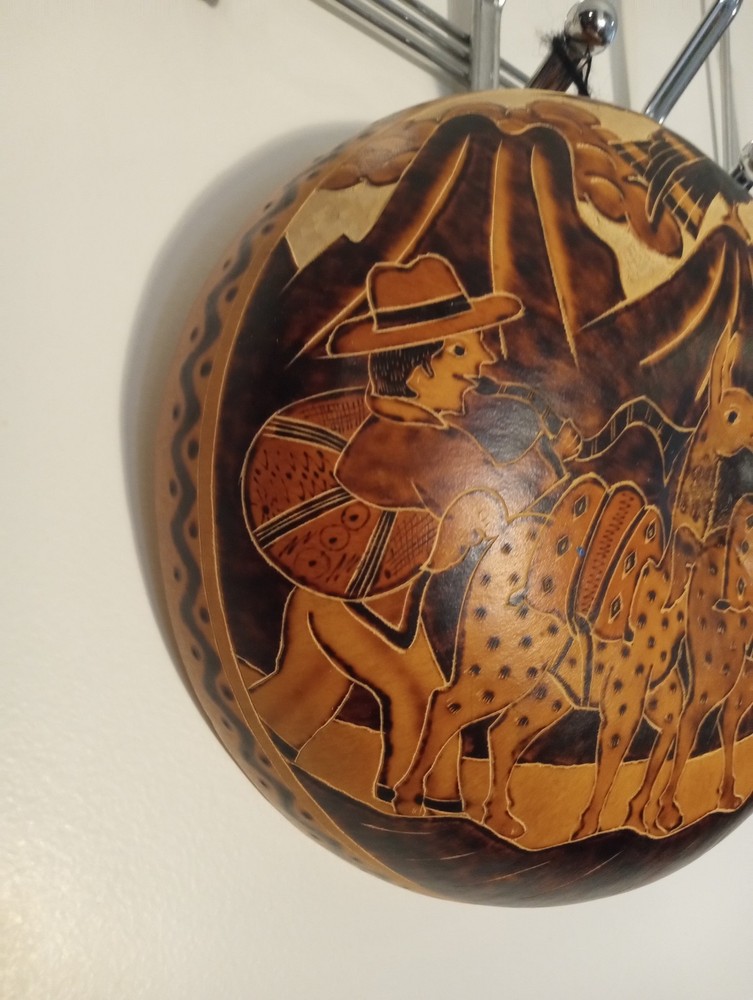 Peruvian Hand Carved Gourd
