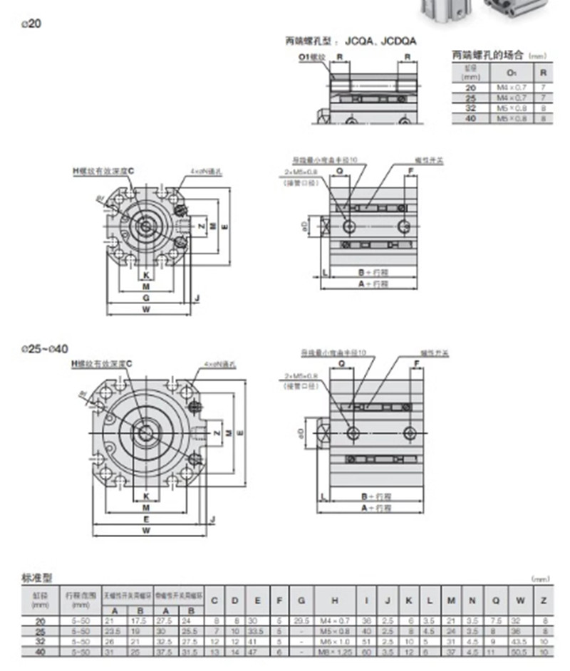New 1pc JCDQA25-40 Thin Cylinder Pneumatic cylinder SMC Type