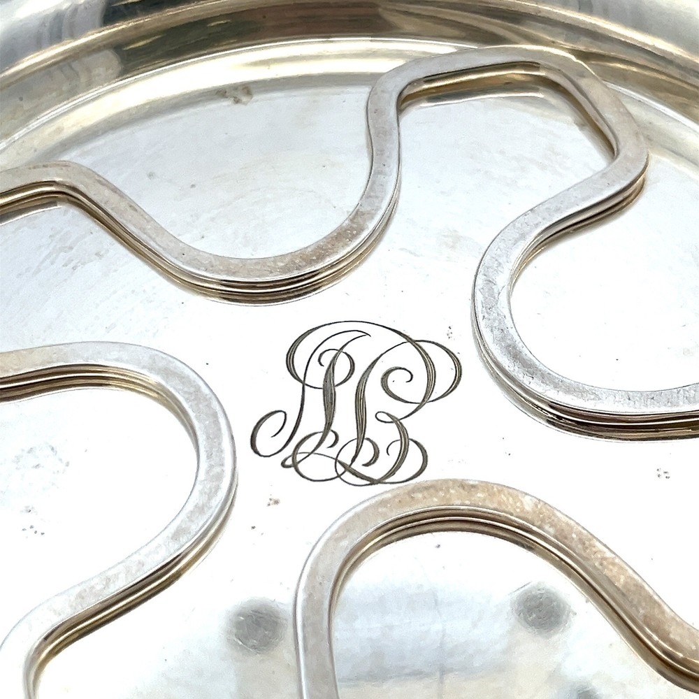 Tiffany & Co. Silver Plate Wine Bottle Coaster + Insert - Monogramed - 201.2g