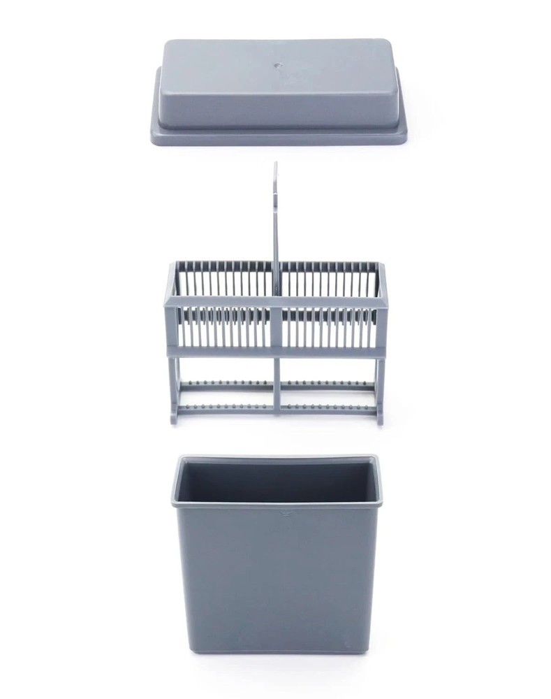 Microscope Slides Staining Jar and Rack 24-Slots 10 Pack Grey