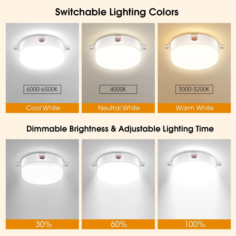 UPONUN Solar Ceiling Light Motion Sensor 2 Pack, 2 Pack with Motion, White