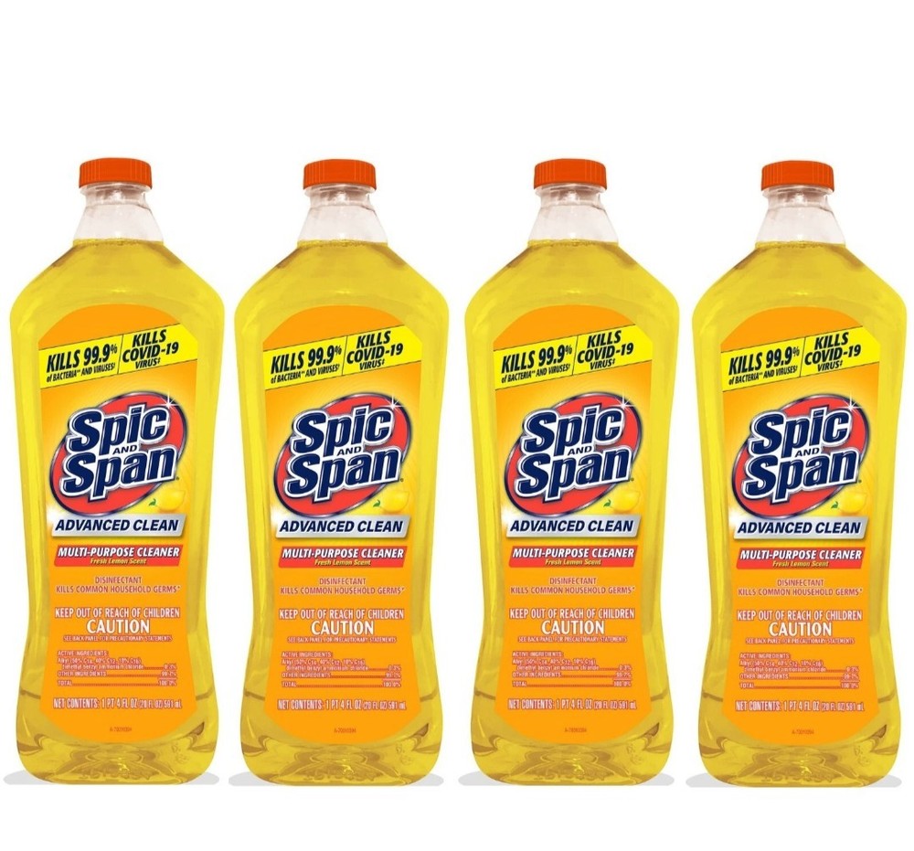 Spic And Span Multi-purpose Cleaner Lemon Scent Liquid Floor Cleaner 4 Bottles