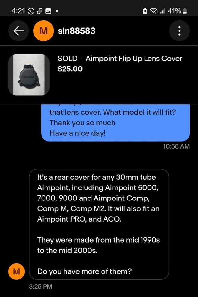 Flip Up Back (REAR) Lens Cover for Aimpoint CompM2 Reflex Sight Read Description