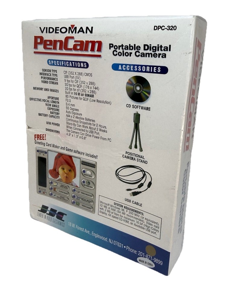 Videoman PenCam Portable Digital Color Camera PC Camera Graphic Software DPC-320