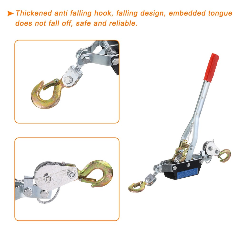 Come Along Winch,2 Ton Winch,Hand Cable Puller with 2 Hooks
