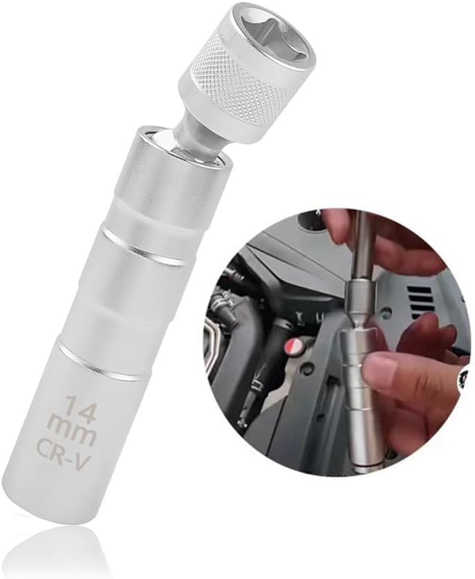 14mm Spark Plug Socket, Magnetic Spark Plug Socket with 12 Point & 3/8" Drive