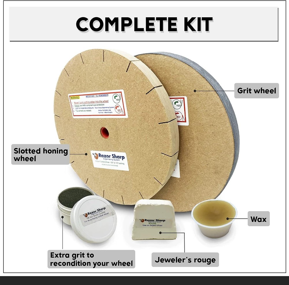 8" Blade Sharpening Kit for 6" Bench Grinder, US Made