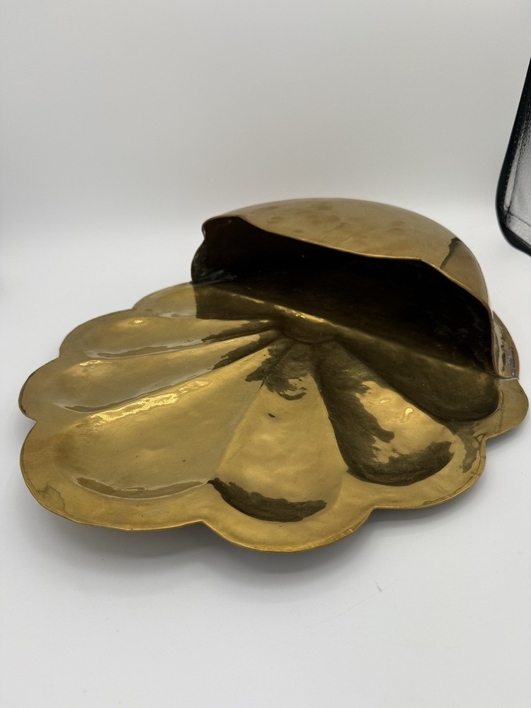 Vintage Solid Brass Scalloped Wall Pocket Planter MCM Decor