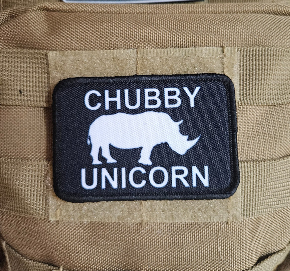 Chubby unicorn rhino meme animals 2"x3" hook & loop tactical patch Funny edc