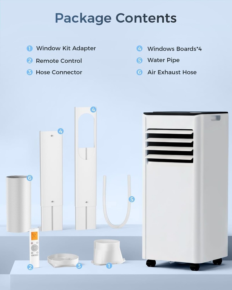 8,000 BTU Portable AC 3-in-1 Unit with Remote for Rooms Up to 350 Sq Ft