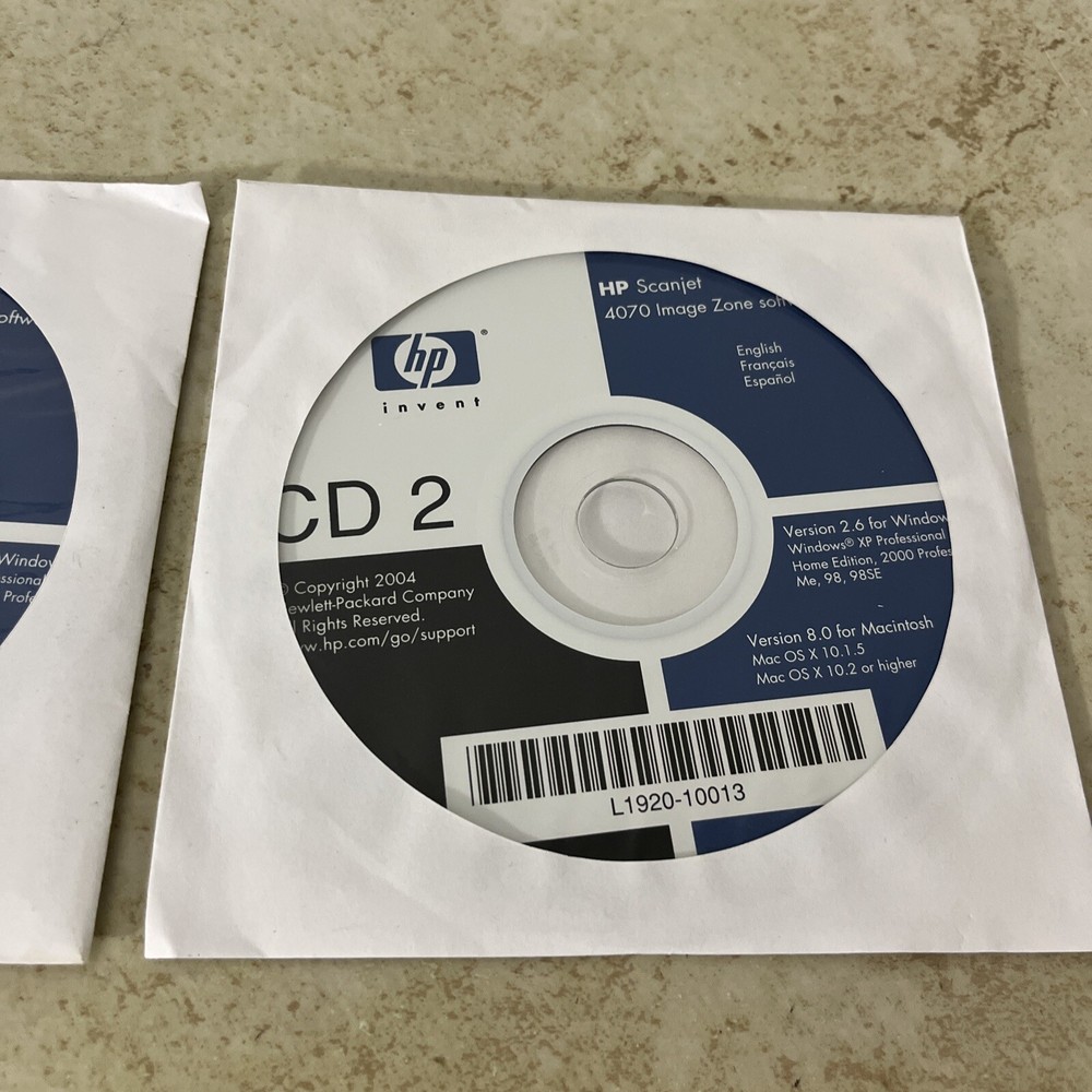 HP Scanjet 4070 Image Zone Software CD-ROM for Windows 2 Disc