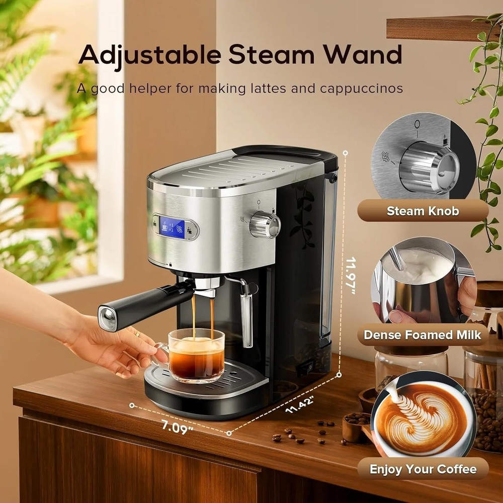 Espresso Machine 20 Bar, Semi-Automatic Professional Coffee Machine for Cappucci