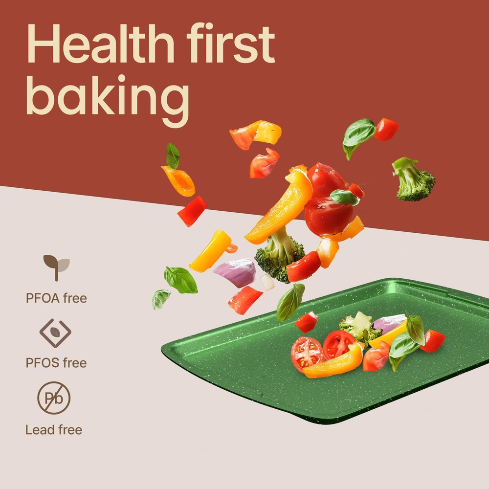 BAKKEN Kitchen Baking Pan Set - Nonstick Green Marble Coating, Commercial Gra