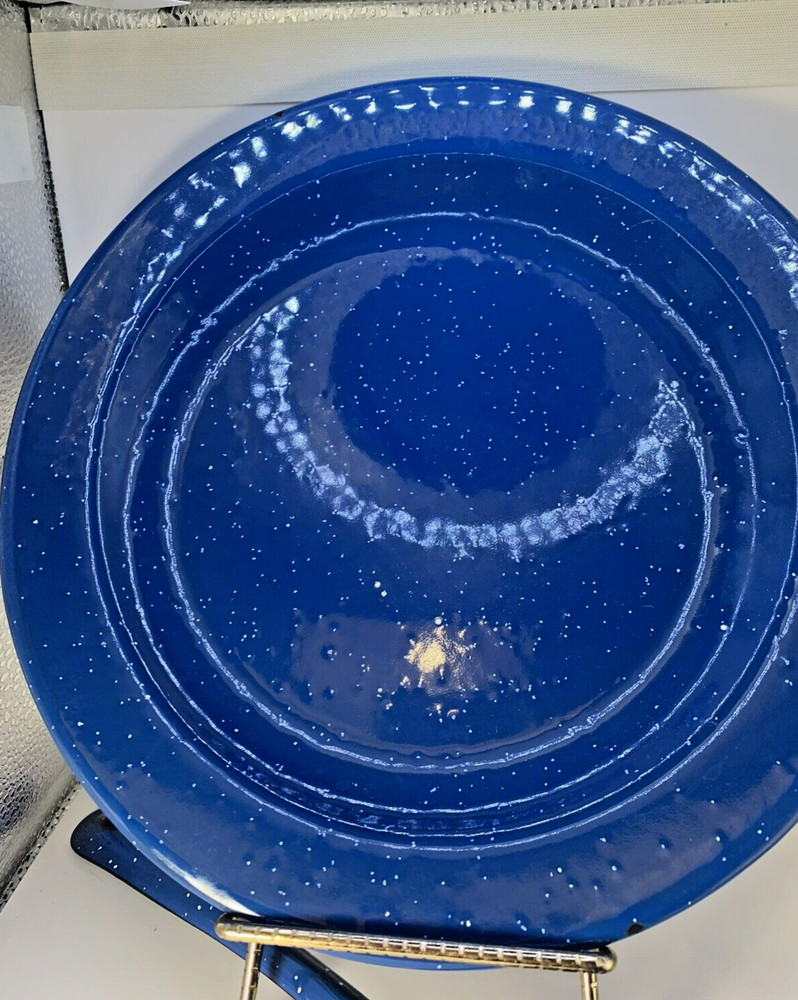 Enamelware Blue Plate and Spoon