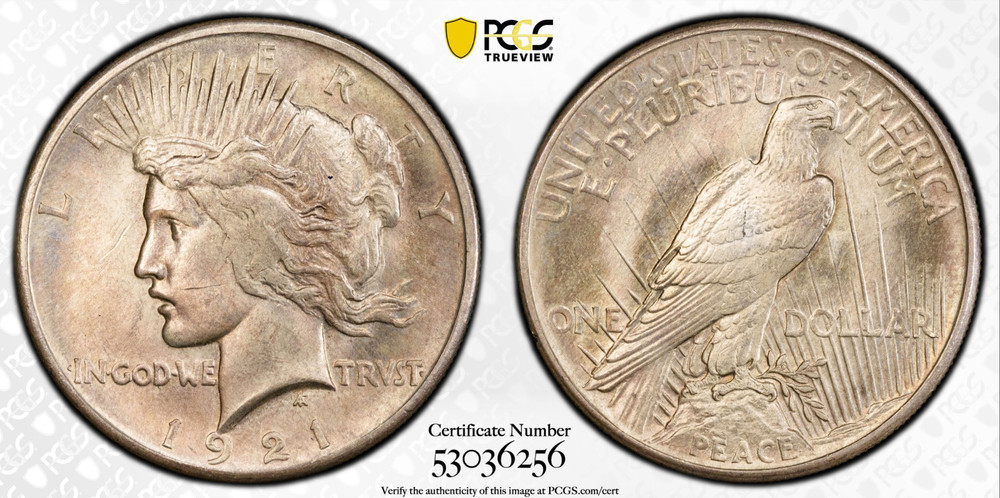 1921 PCGS MS64 Peace Dollar High Relief