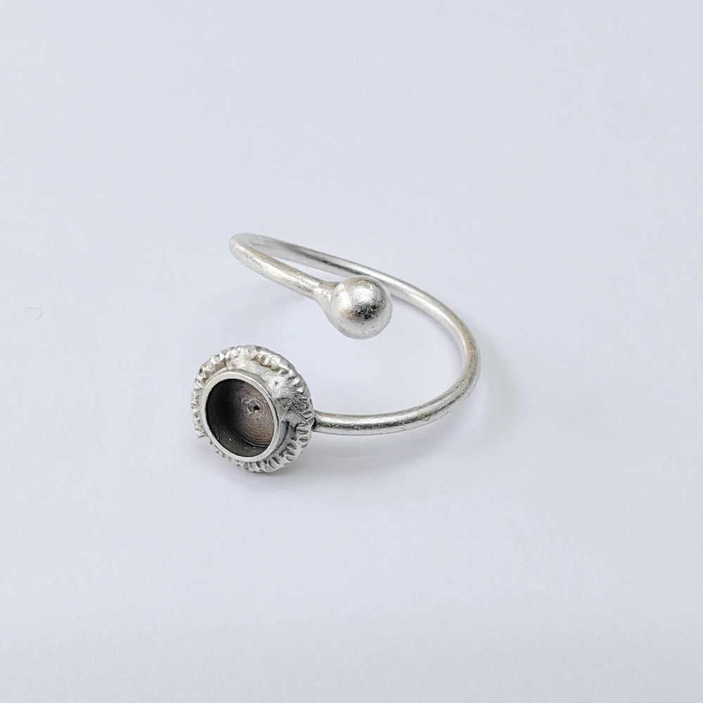 Wrap Ring Blank Settings Cabochon Mounting Adjustable Antique Silver 6mm G37946