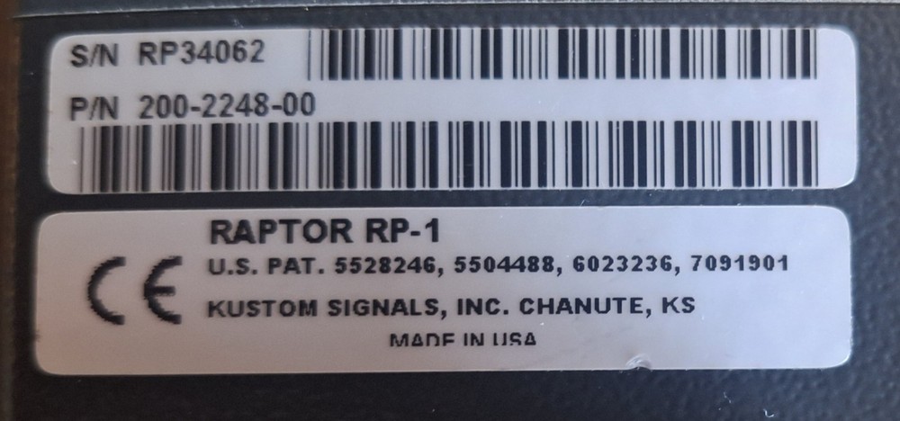 KUSTOM SIGNALS RAPTOR 1 SYSTEM....REFURBISHED