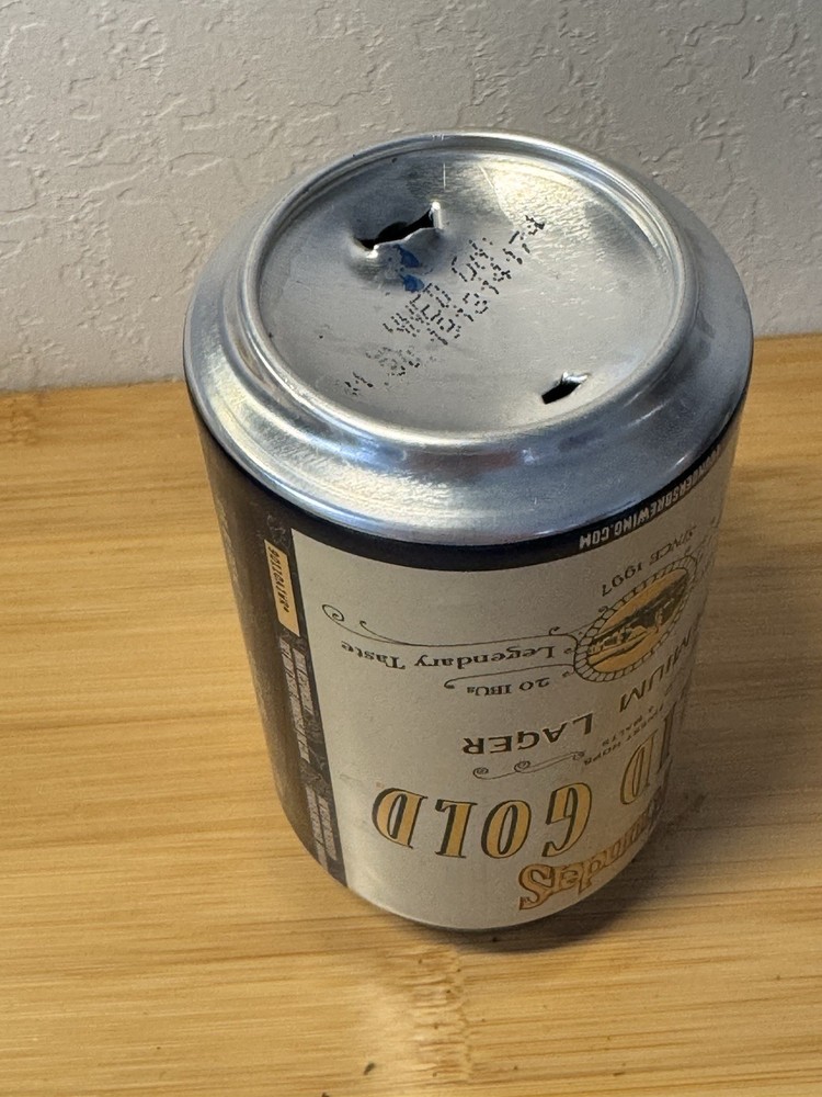 Founders Solid Gold Lager Beer - Empty Beer Can Bottom Opened