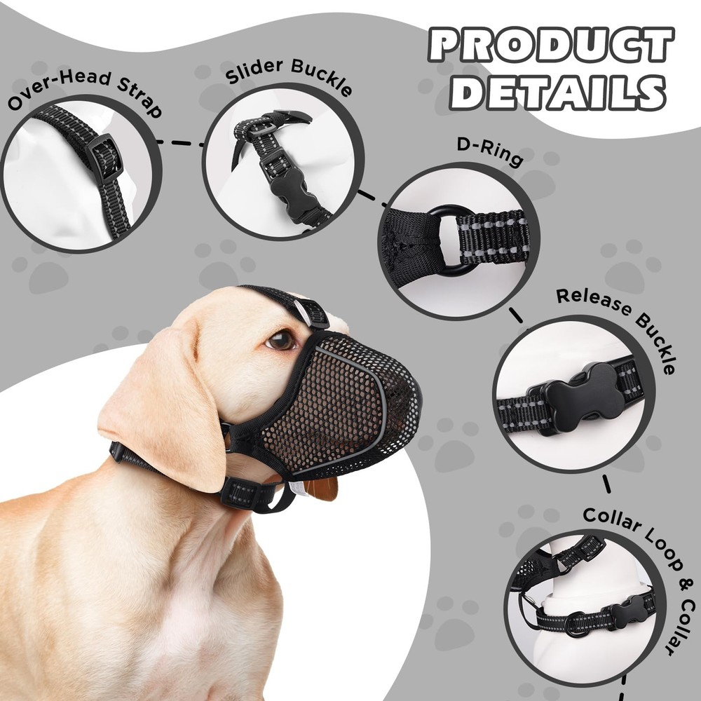 Dog Muzzle,Mesh Soft Muzzle for Small Medium Large Sized Dogs, Breathable Ref...