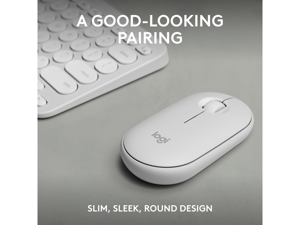 Logitech Pebble 2 Combo Wireless Quiet Keyboard and Mouse, Customisable, Logi Bo