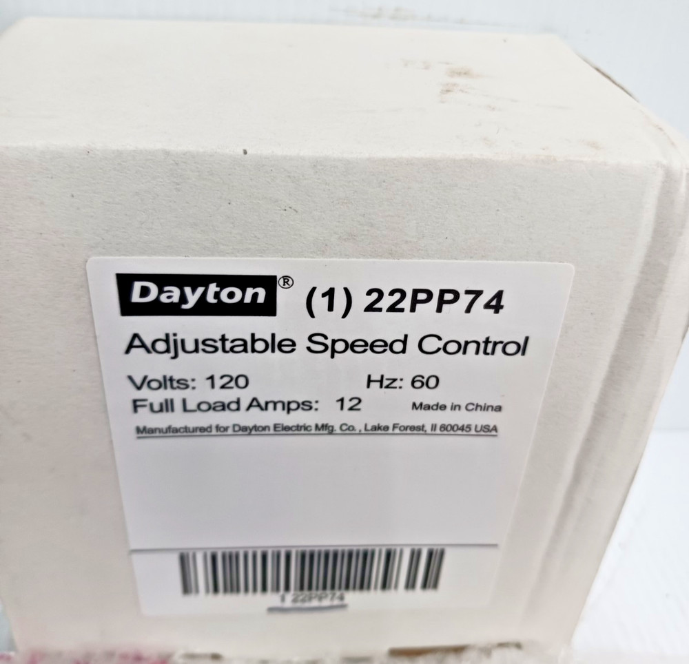 New Dayton 22PP74 Adjustable Speed Control 120 Vac