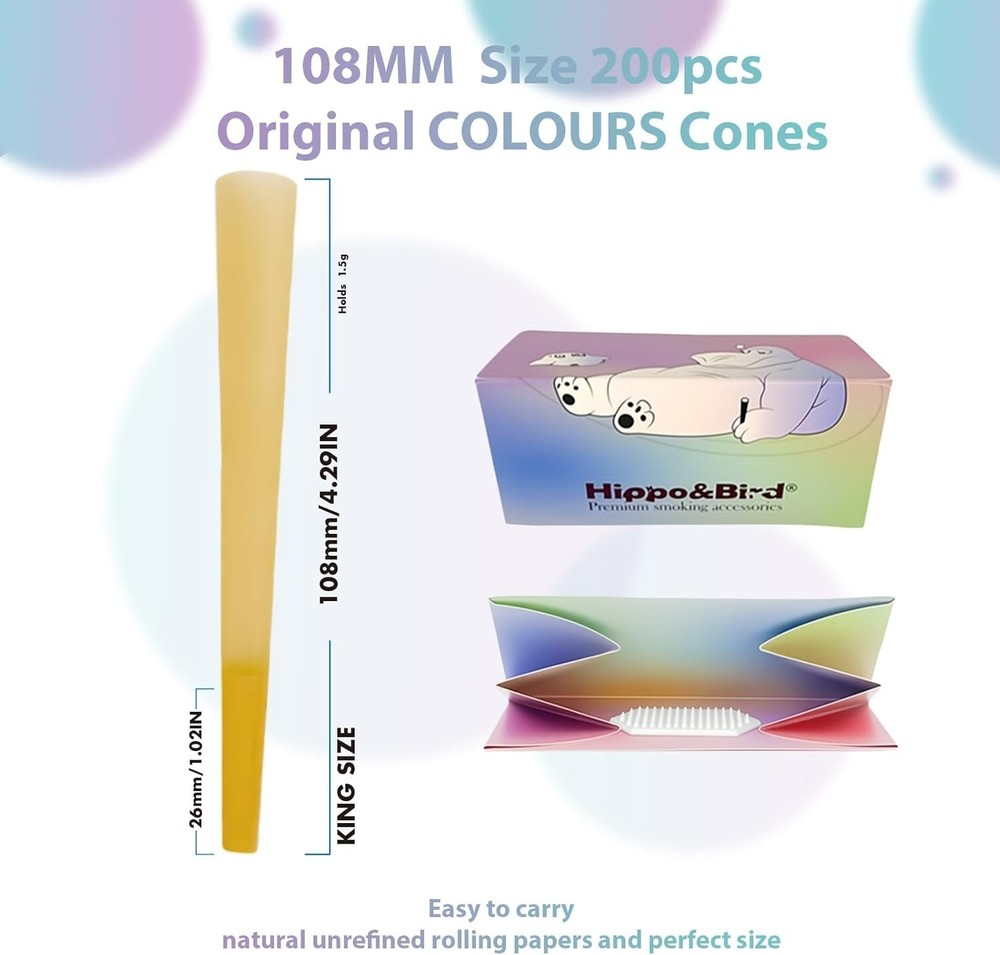 King Size Pre Rolled Cones 200 Pack Slow Burn + Grinder Tray