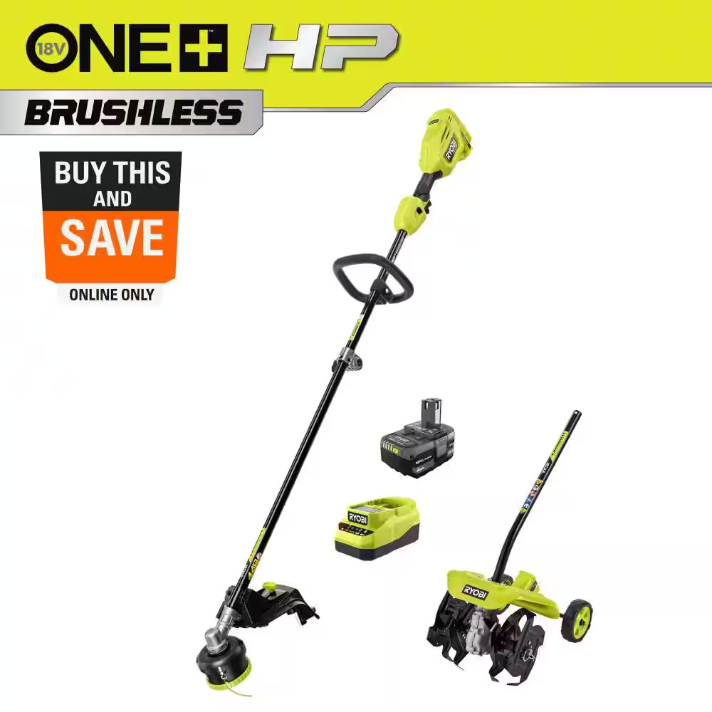 ONE+ HP 18V Brushless 15 In. Attachment Capable String Trimmer with Tiller Attac
