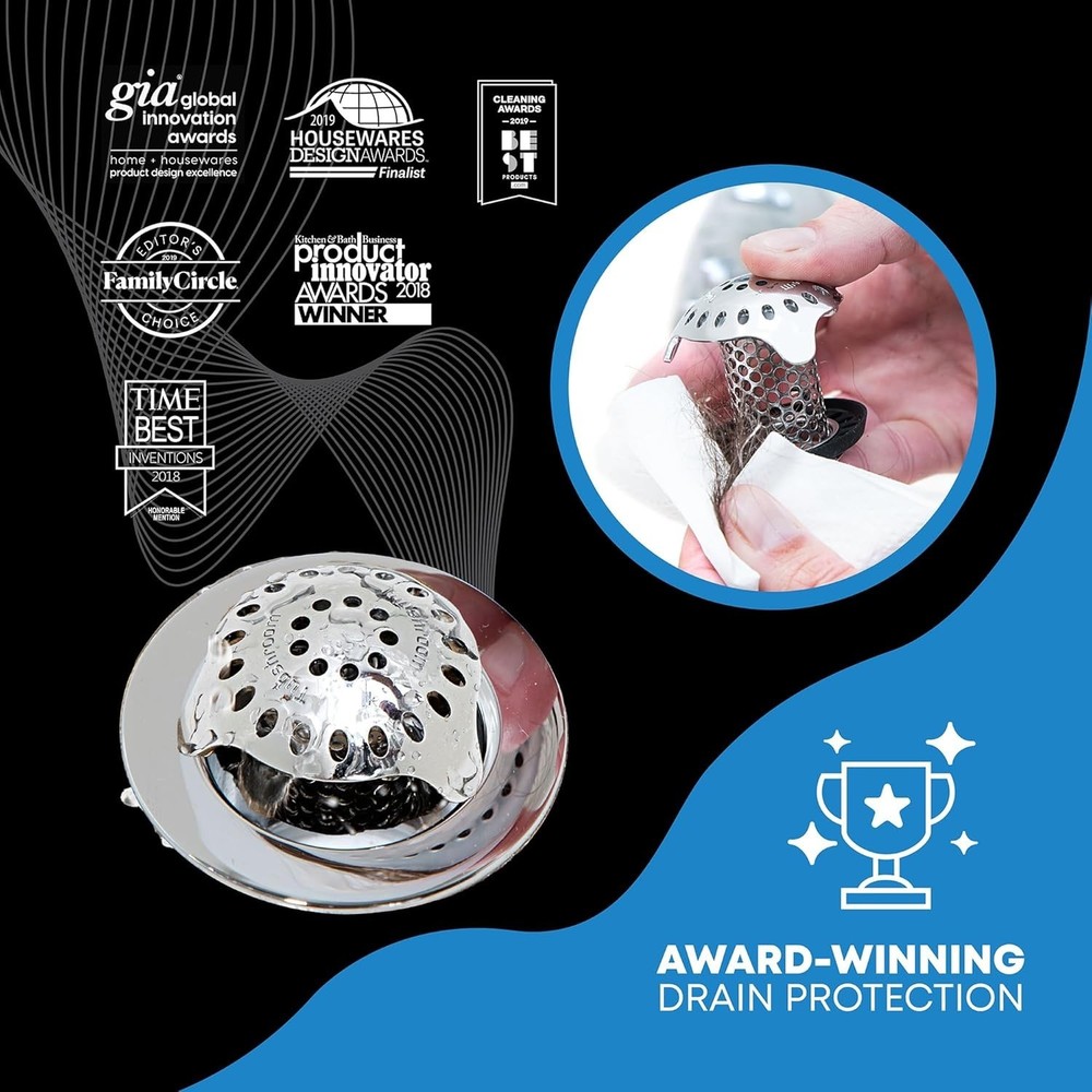 Compact Stainless Steel Drain Protector with 4 Adapters - Zero Clogs Guaranteed!